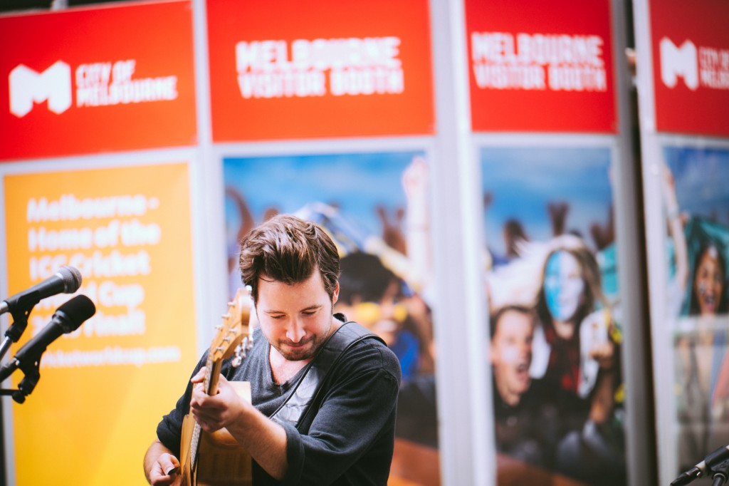 <h1>11:59:05 am</h1><br>
Our Symphonic Life performs in front of Melbourne Visitor Booth / David Jones